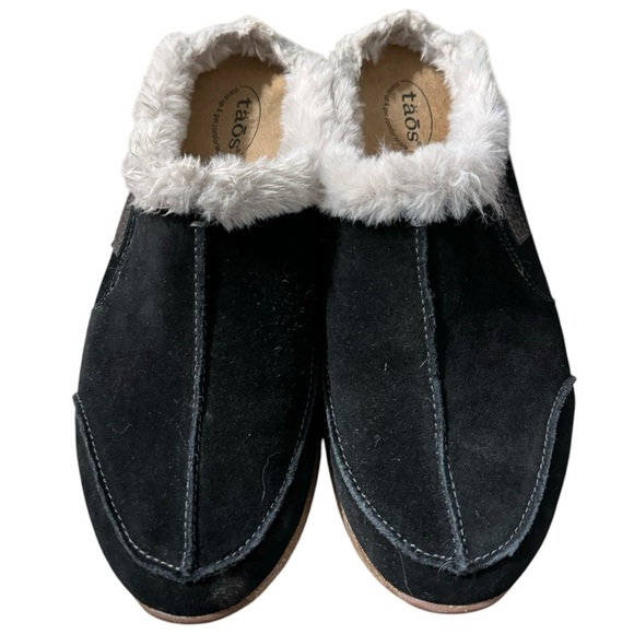 Taos future black suede faux fur slip on mule clogs shoes 9 - Picture 6 of 9